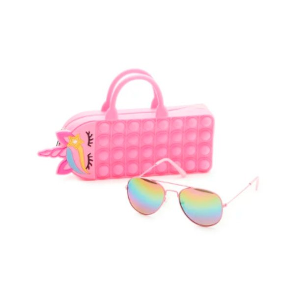 Wonder Nation Kids Aviator Sunglasses with Unicorn Carrying Case - Picture 1 of 2